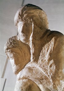 Rondanini Pietà, detail van de hoofden van Christus en Maria